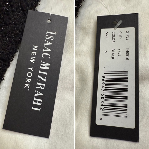 Isaac Mizrahi New York Black Sequin Tweed Sheath Dress Gold Buttons Size M - Picture 7 of 14